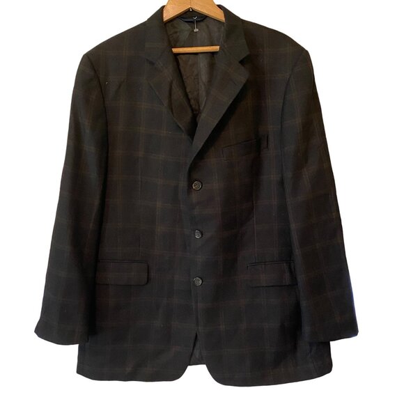 Men's Burberry Brown Plaid Blazer Suit Coat Size Large?